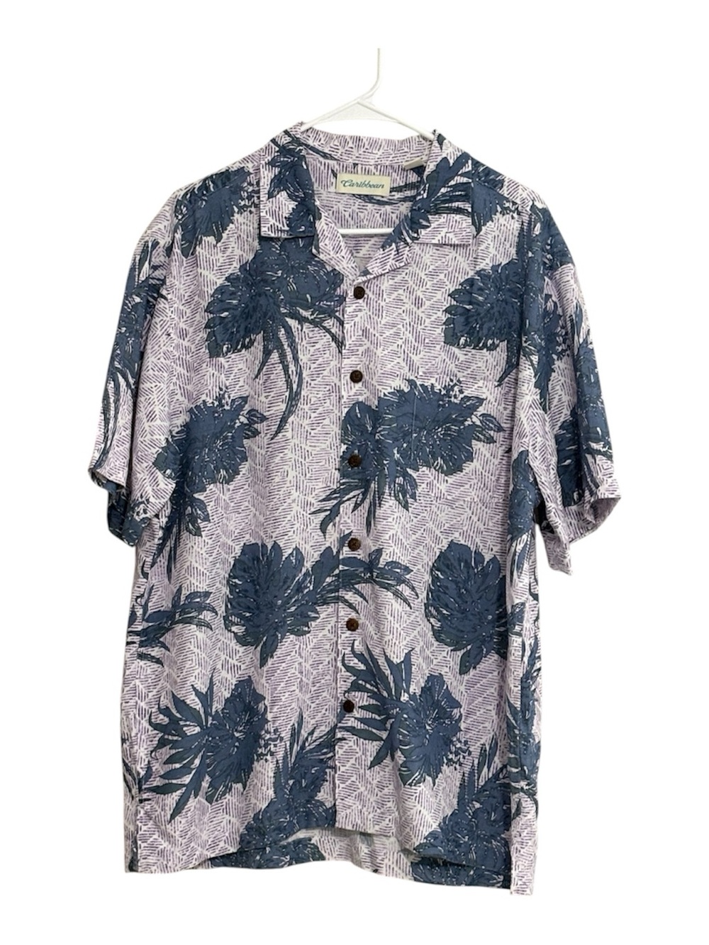 Caribbean Blue Floral Short-Sleeve Button-Down Shirt